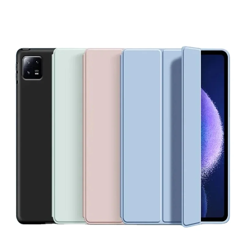 

Slim Silicon Trifold Case for Xiaomi Pad 6 11 inch 2023 Cover Shell For Pad 6 Pro PU Leather Soft TPU Protective Stand sleeve