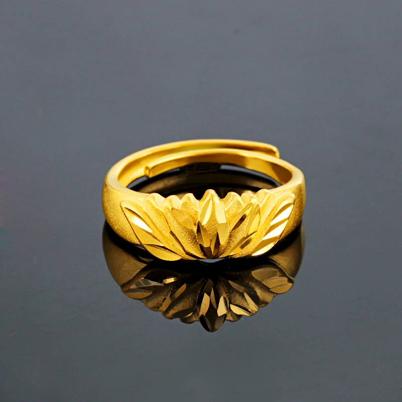 

Jinpinhui jewelry 24k gold plated lotus shaped ring for woman