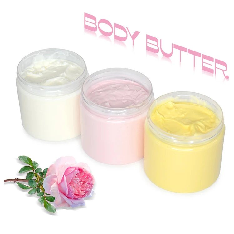 

Wholesales Private Label Vegan Pink Body Lotion OEM Body Butter Organic Shea Butter Whipped Butter with a Nice Jars Container, Singer colors,colorful, or customized