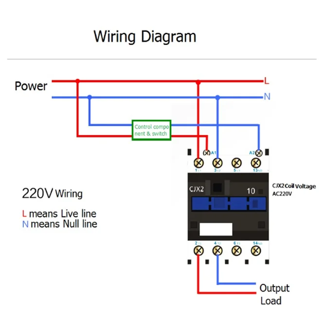 Cjx2 1210 контактор схема подключения