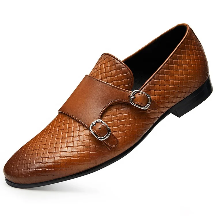 

Men's Double Monk Strap Slip On Leather Shoes Oxford Classic Flat Casual Comfortable Dress Shoes