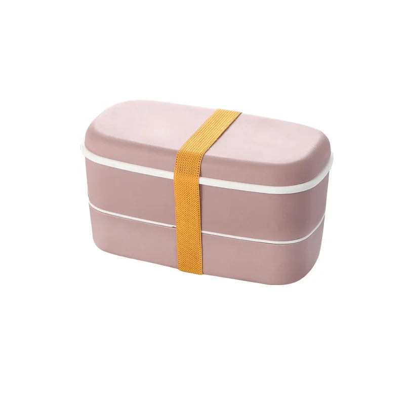 

New Style high quality food storage lunch Box Double Layer Bento Lunch Box with Belt, Colorful