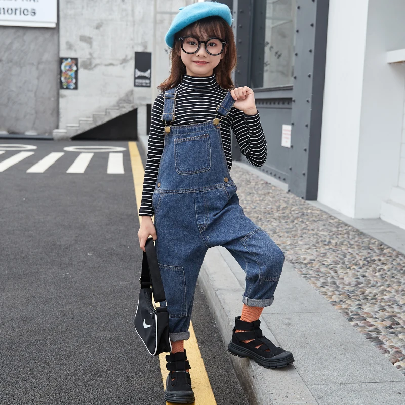 

2021 summer children's fashion suspender jeans suit girls boutique suit hot-selling girl T-shirt + suspenders two-piece suit, Black