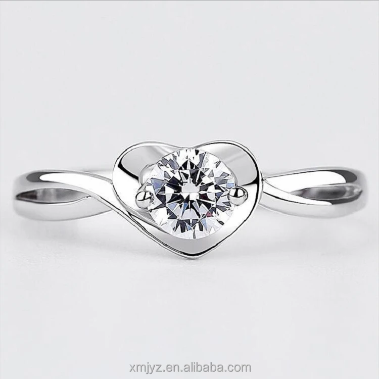 

Pure Silver 999 Heart Shaped Zircon Open Ring Proposal Confession Zircon Rhinestone Japanese And Korean Style Valentine Day Gift