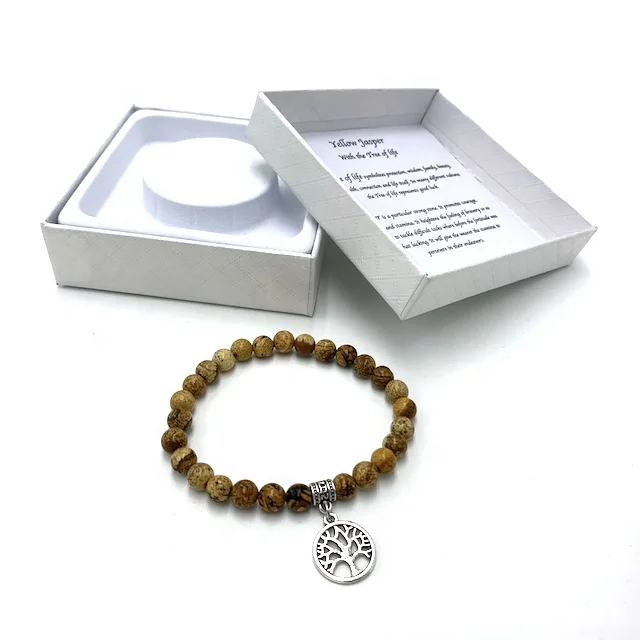 

Tree of Life pendant natural stone bracelet handmade with instruction high quality bracelet yellow jasper