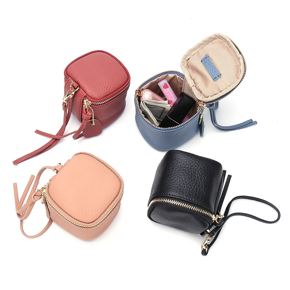 

Mini Travel Makeup Bag Small Leather Cosmetic Pouch Wristlet Coin purse delicate and small tassel design is suitable for women