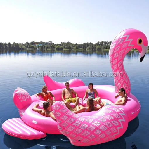 

Guangzhou big pink island inflatable flamingo pool float for sale