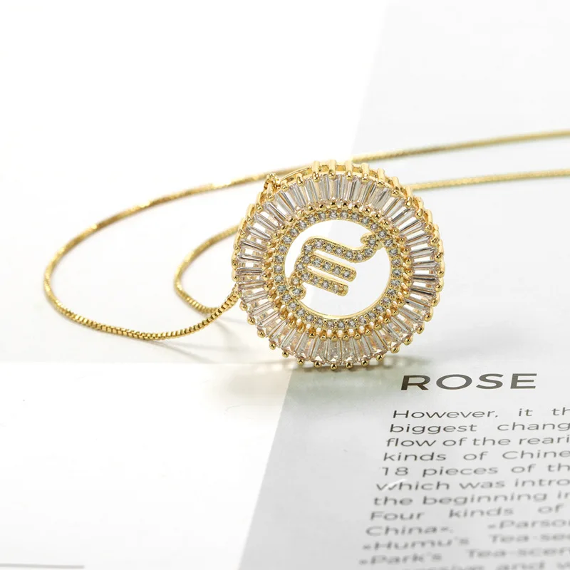 

Micro inlaid zircon Round Pendant constellation design simple women's Necklace, Picture shows