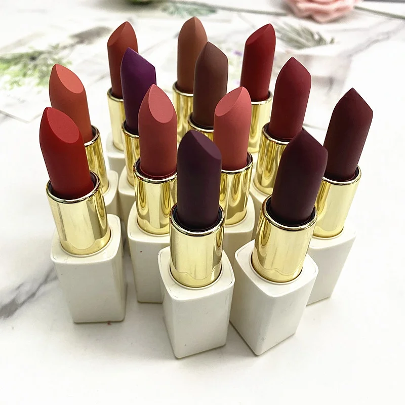 

Wholesale Makeup Cruelty Free No Logo 13 Colors Lipstick White Tube Private Label Matte Magnet Lipstick