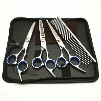 

Stainless Steel Pet Hair Cutting Scissors Grooming Tool Five Piece Set