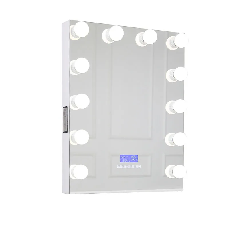 

Wholesale 12 bulbs LED Hollywood Wireless Speaker makeup mirror three sizes cheap vanity mirror, White