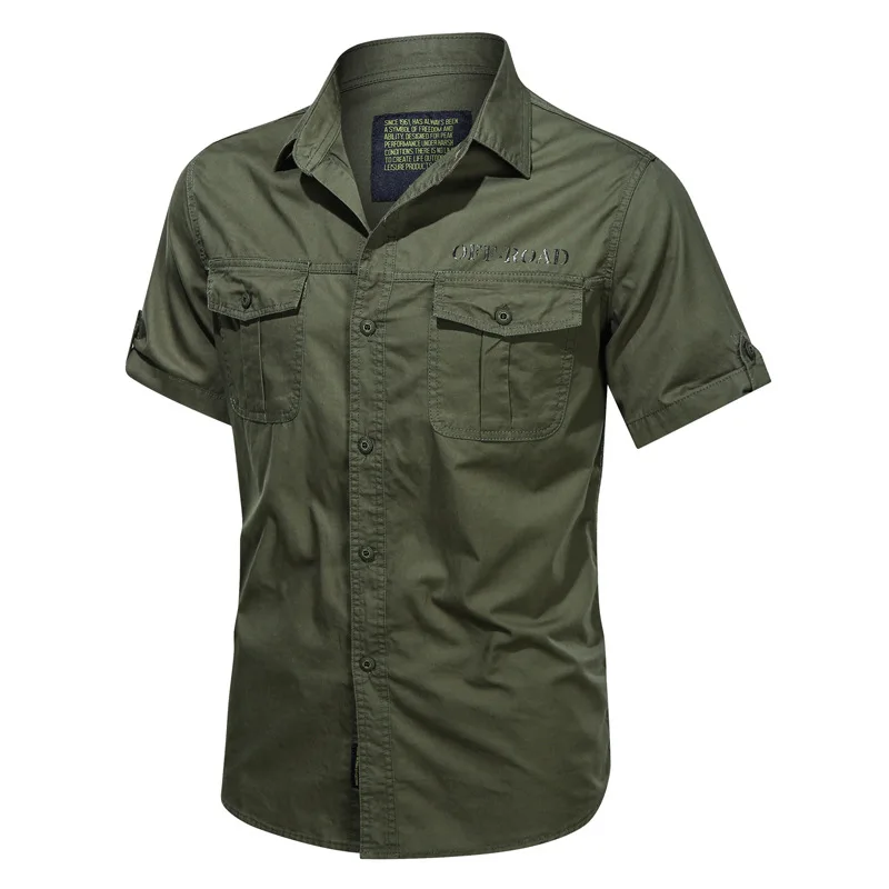 

2021 new summer mens short-sleeved shirt cotton casual large size work clothes half-sleeve high-quality shirt