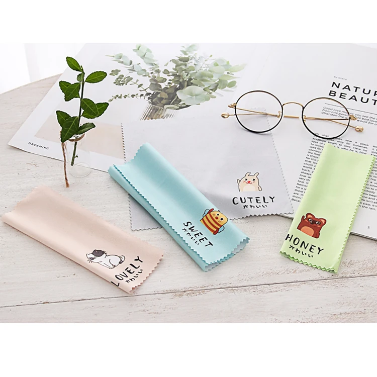 

Lint free suede microfiber optical eye glasses cleaning cloth with printed logo
