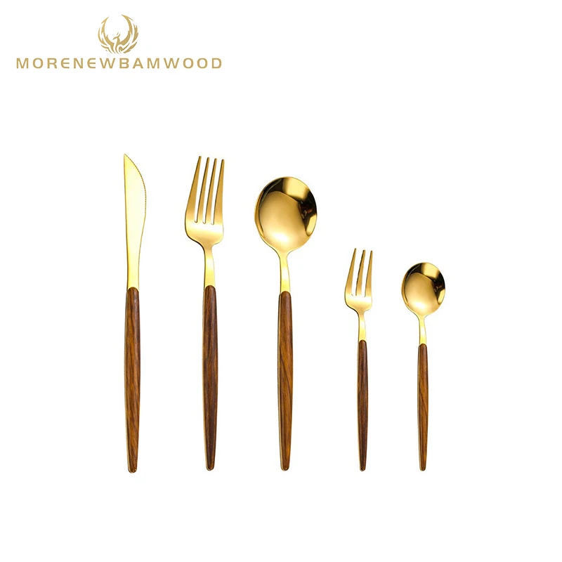 

Western food stainless steel tableware Set, stainless steel cutlery with wooden handle