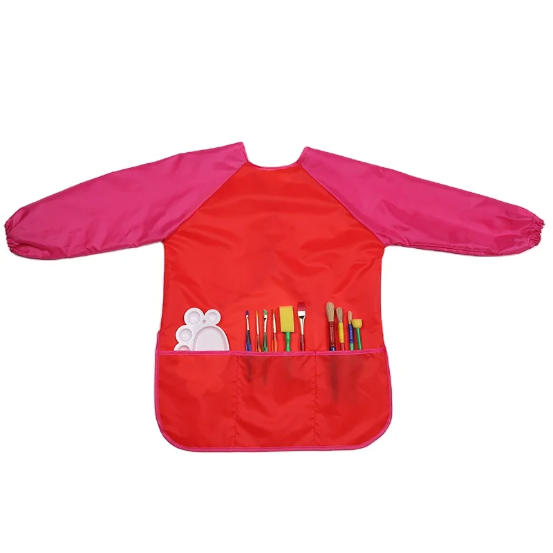 

New children's waterproof overalls, long-sleeved apron, baby painting nylon bib reverse dress
