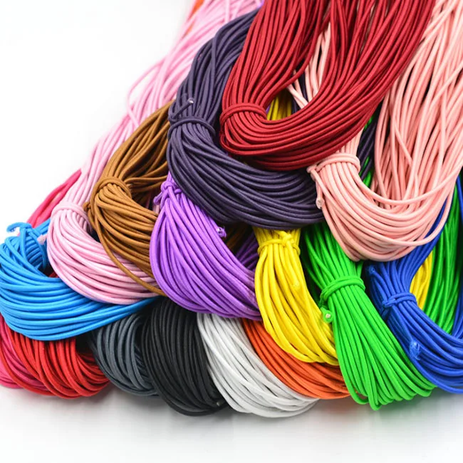 

2mm Colorful High-Quality Round Elastic Band Round Elastic Rope Rubber Band Elastic Line DIY Sewing Accessories, White.black .deep pink,light yellow;custom