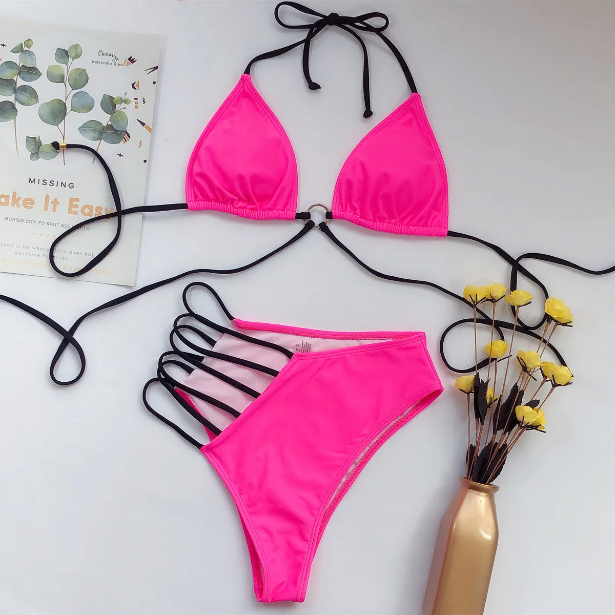 

2021 Extreme Bikinis Bathing Suits Woman Swimwear Set Designer Cute Teenager Bikini Wholesale, Black