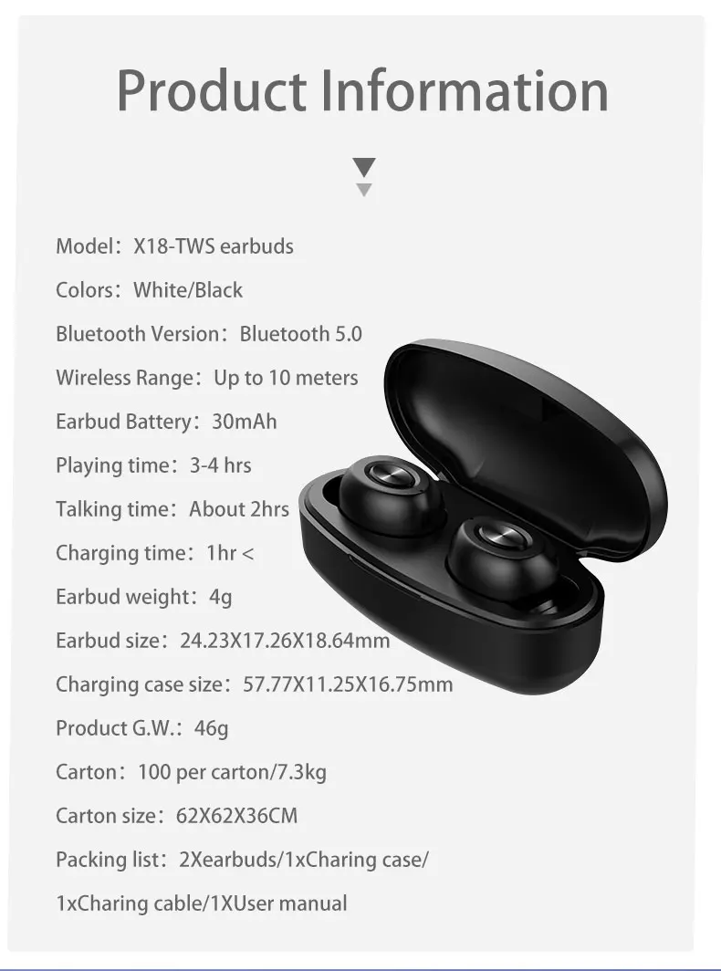 New Business Ideas Europe Earphone & Headphone 5.0 True Earbuds Wireless X18 TWS Earbud Wireless Headphone - ANKUX.COM