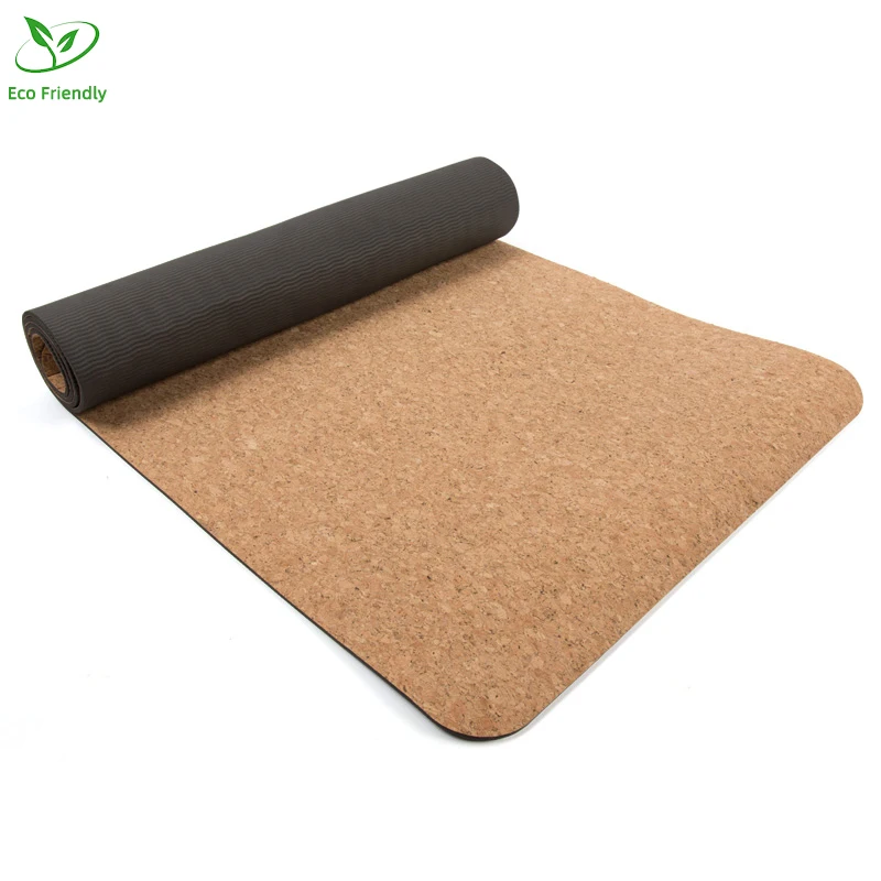 

March Expo 2022 Selection Natural Eco Friendly Custom 5mm TPE Cork Branded Yoga Mat, Cork color