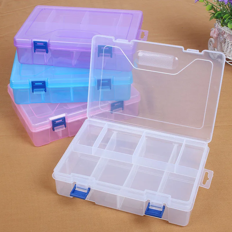 

High Quality 2 Layer 8 Compartments Transparent Plastic Storage Box, Transparent or optional