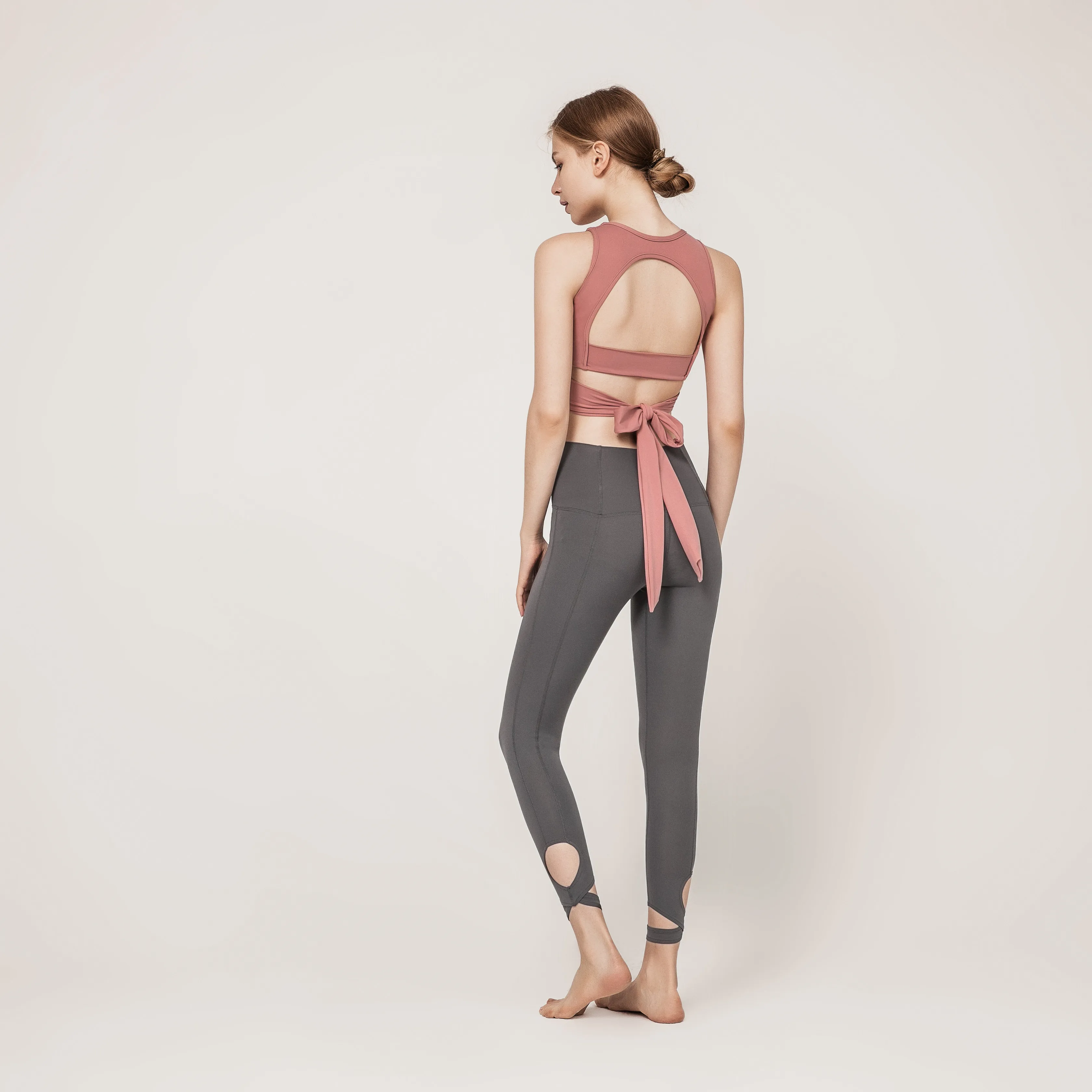 

Wholesale yoga suit women bandage leggings yoga sports fitness set pants high waist yoga set, As picture