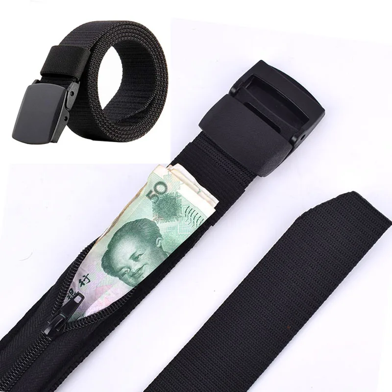 

Travel Cash Anti Theft Belt Portable Hidden Money Strap Belt Wallet Waist Belt With Plastic Buckle for Women Men