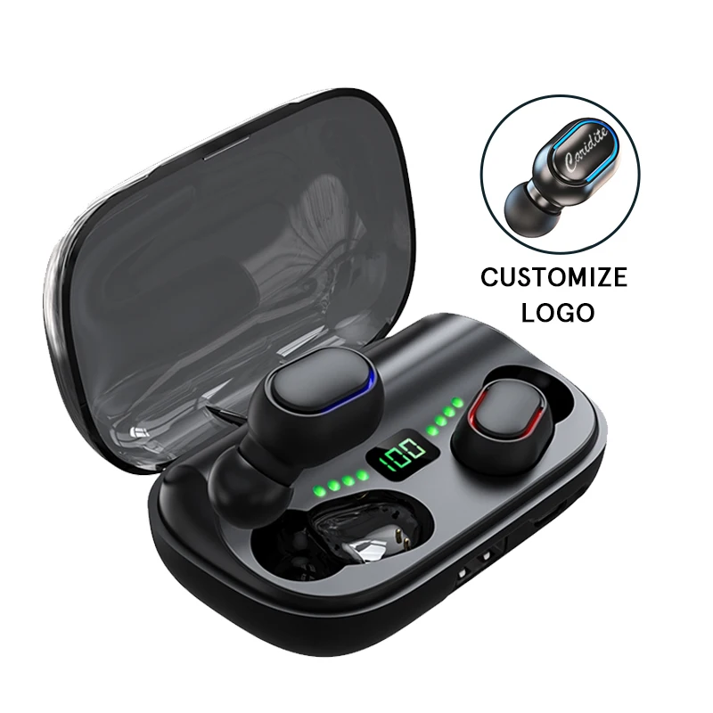 

2021 New product wireless earphone BT5.0 headset headphone in ear Gaming Music earduds with power bank shenzhen OEM/ODM factory