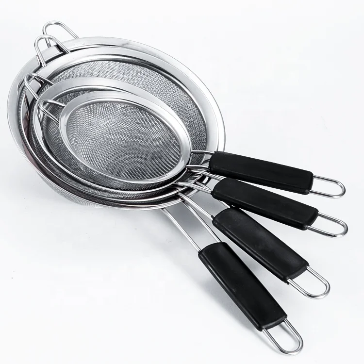 

High Quality Stainless Steel Metal Handle Fine Mesh Strainer Powder Colander Flour sifter