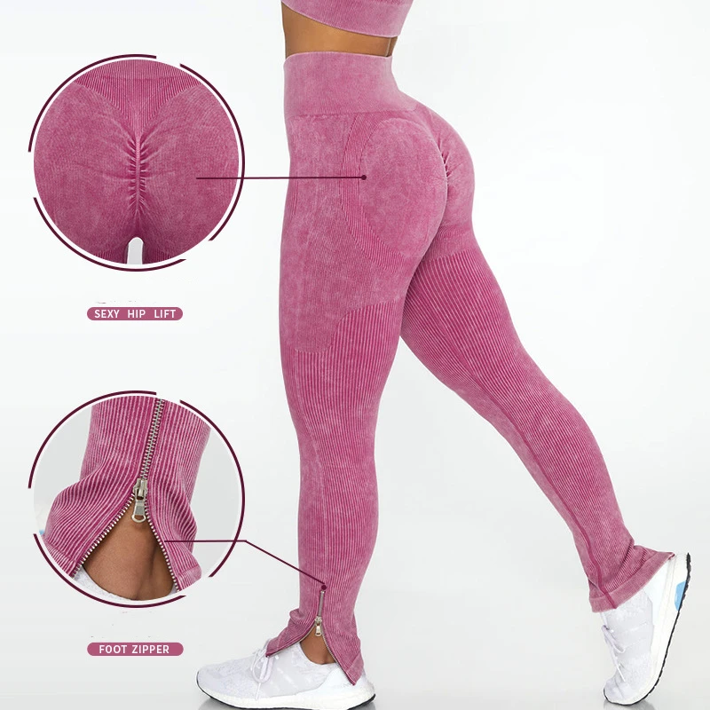

Customize Female Fitness Clothing New Arrival Women Sport Active Wear Seamless But Lifting Leggings with Zipper, As picture or custom