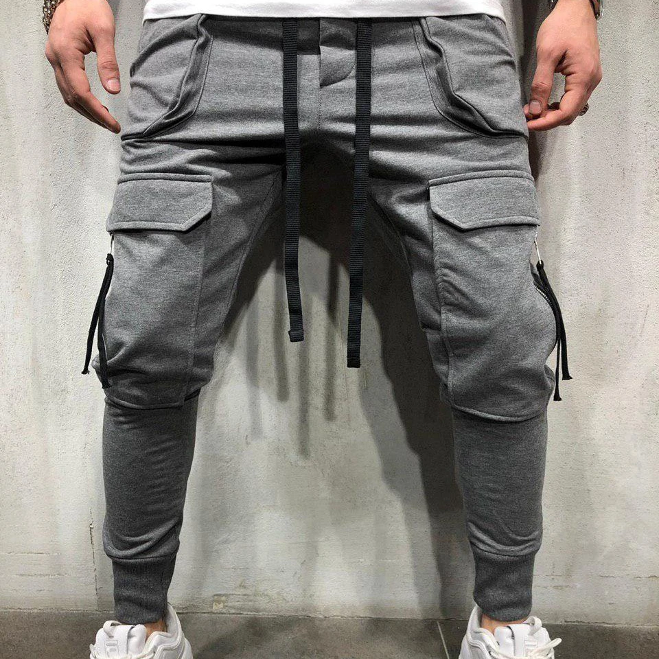 

Wholesale Men's Casual Spring Autumn Multi-Pocket Hip Hop Loose Casual Pants Streetwear Cargo Jogging Trousers, Picture color