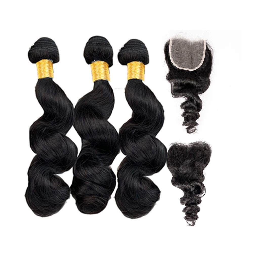 

Anforlin Raw Virgin Brazilian Cuticle Aligned Hair Extension Vendor 4x4 5x5 hd Lace Deep Loose Wave Bundles With Closure