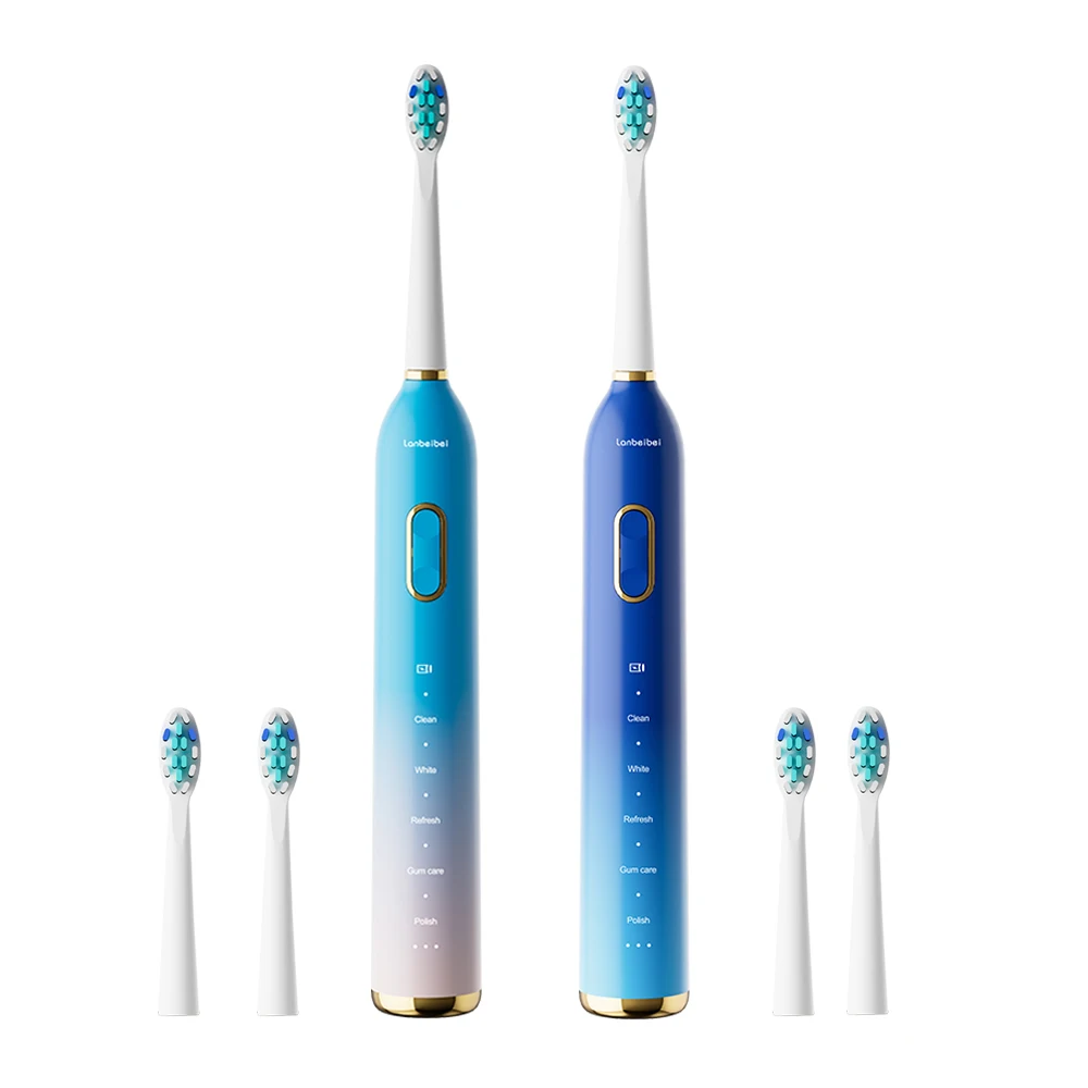 

Adult Ultrasonic Electric Toothbrush 5 Modes Powerful USB Rechargeable Tooth Brush Waterproof Automatic OEM Electric Toothbrush, Light blue, navy blue