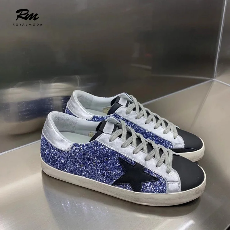 

2020 top quality Superstar pink sneakers with flash star and glitter heel 2.5cm tab black sstars sneakers eu36-eu45