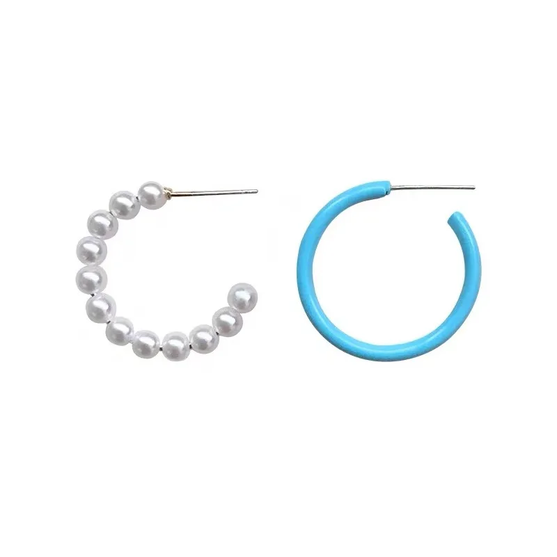

MuXi Elegant and generous alloy blue earrings hoop twisted gold tube hoop earrings 21524 earrings, One colors