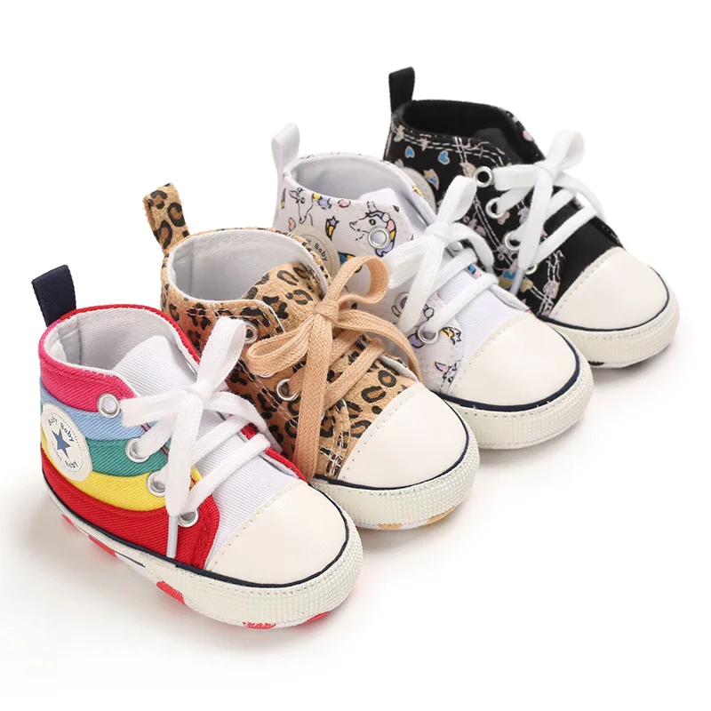 

New arrival soft sole canvas unisex baby toddler shoes infant newborn shoes for spring and autumn, 4 designs