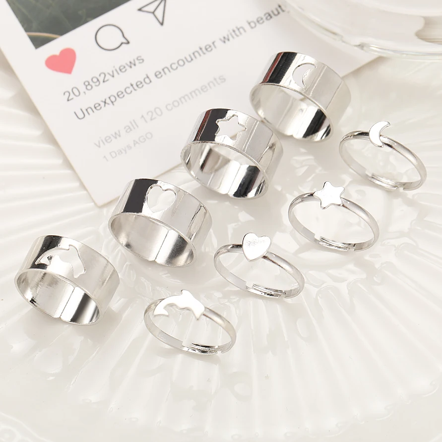 

Trendy Butterfly Rings Lover Couple Rings Set Friendship Engagement Wedding Open Rings For Women Men