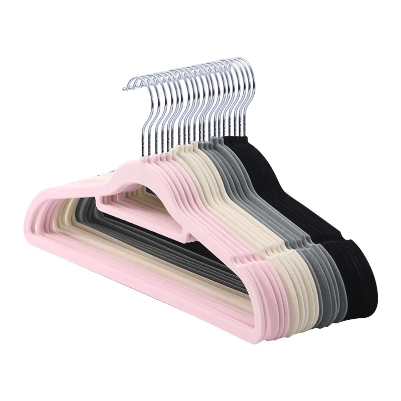 

High Quality Rotatable Shirt Coat Flocking Clothes Stand 42cm 45cm Environment Friendly Colorful Durable Non-slip Velvet Hangers, Pink,grey,black,beige