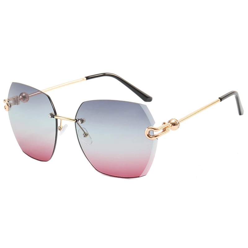 

Factory Fashion Rimless New Ocean Piece Rimmed Gold Frame Sunglasses