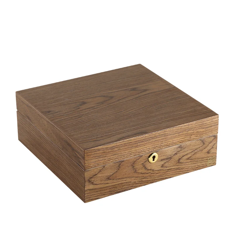 

Luxury Wooden Jewelry Box Organizer Large Wood Velvet Jewelry Box with Key 2 Layers Earrings Rings Necklace Watch Storage Case