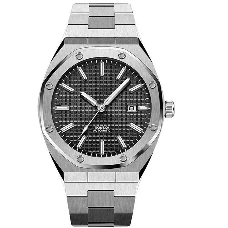 

All-match custom silver strap men stainless steel watch wrist watches men wrist, Black