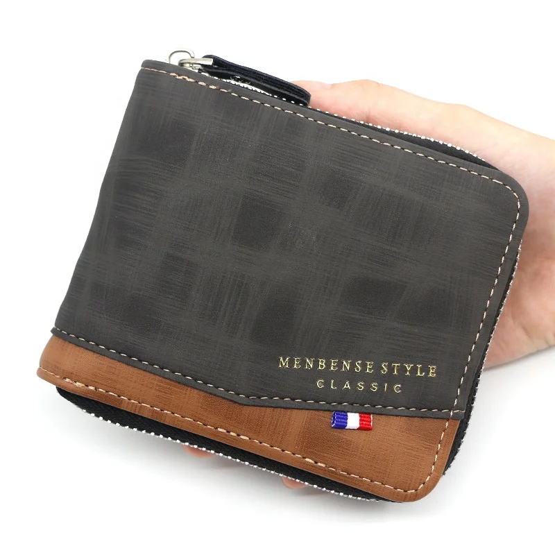 

Latest Arrival Retro Men Wallet PU Leather Short Wallets Male Multifunctional Zipper Purse Coin Pocket Card Holder, 6 colors