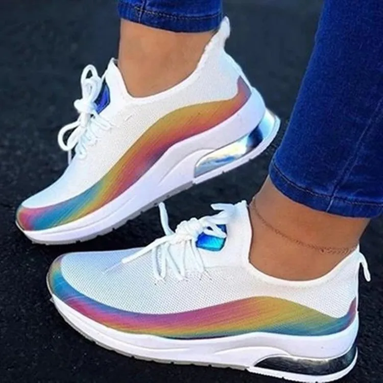 

Women Colorful Sneakers Lace Up Vulcanized Shoes Comfortable Casual Walking Fashion