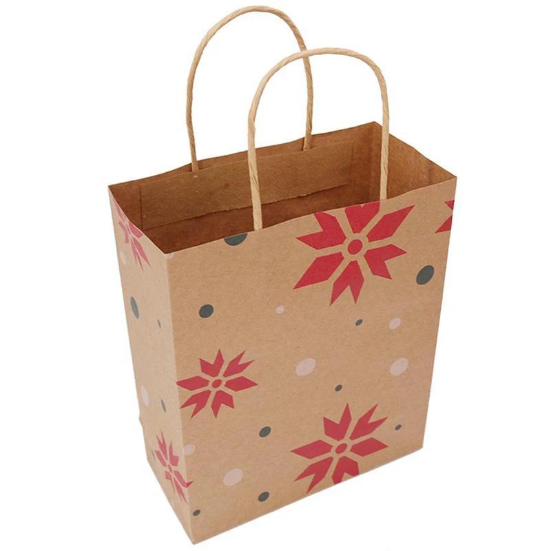 

P603 Christmas Tote Bag Kraft Paper Geometric Printing Kids Candy Handbags shopping Gifts Wrapping Bags, Colors