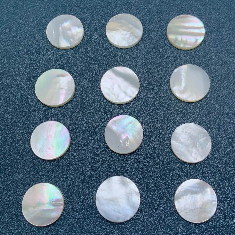 

Wholesale Custom Natural White Mother of Pearl Shell Round Disc Piece Gemstone For DIY Jewelry Making Accessories 15mm 16mm, 100% natural color