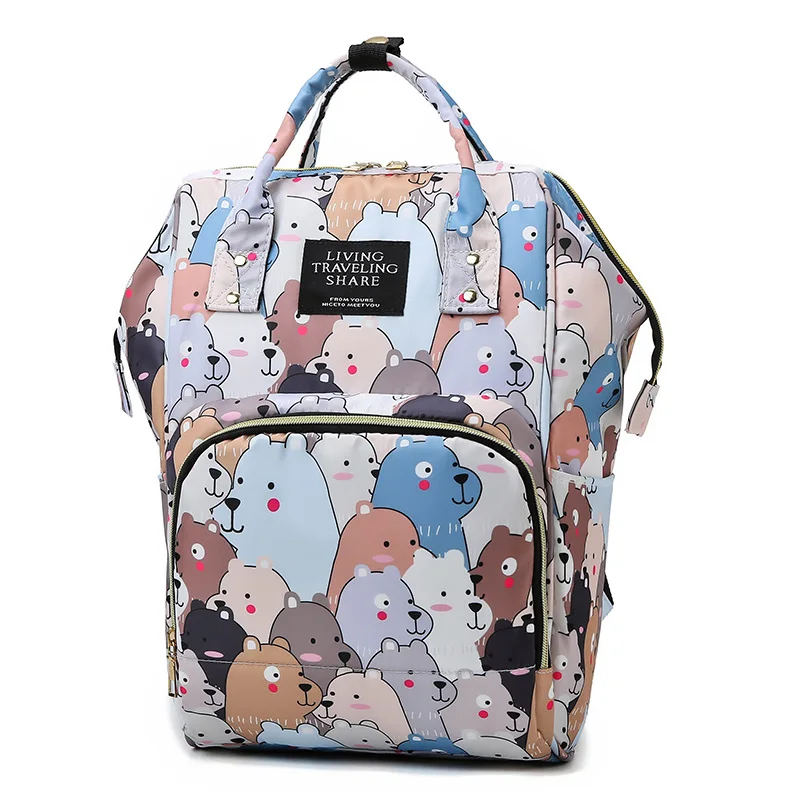 

Wholesale fashion Cartoon print baby girl backpack carrier new Multifunctional diaper hand bag