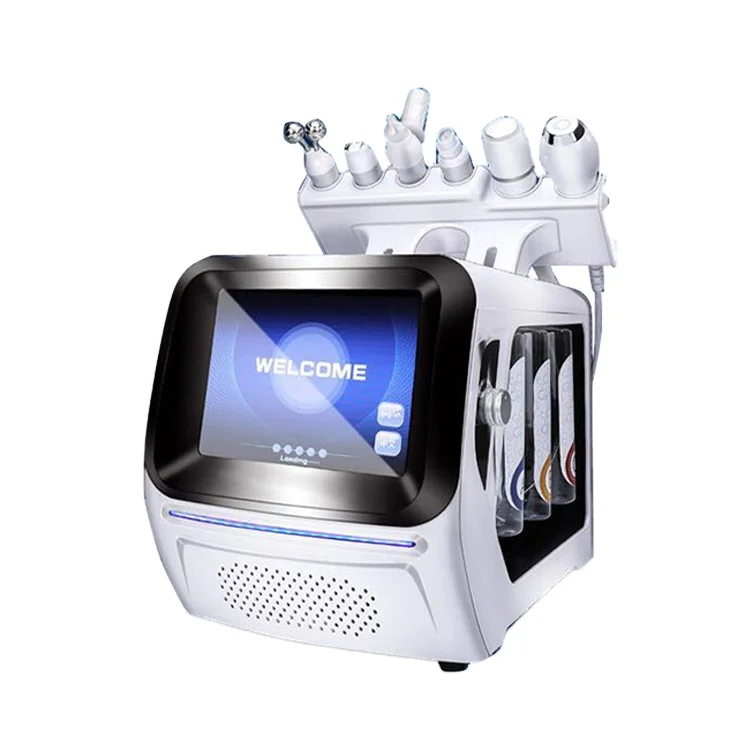 

2021 Newest Facial H-cool Hot Air Bubble Oxygen Therapy Hydra Machine Spray Hydra Peel Dermabrasion Cleaning Machine, White