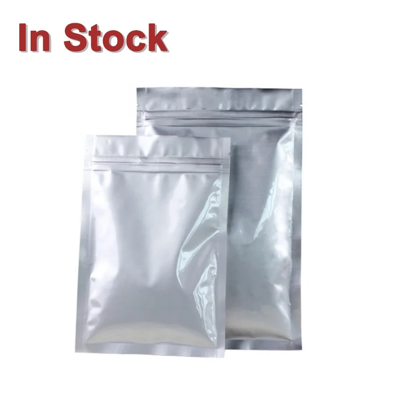 

In Stock and Custom Silver Color 3 Side Seal Moisture Proof Aluminum Foil Resealable Zip Lock Bag For Food Packaging
