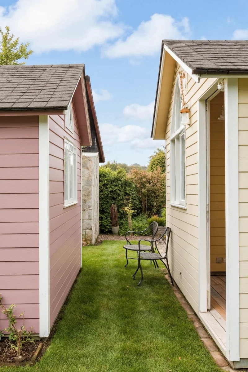 Family enjoying time together in a decorated garden shed