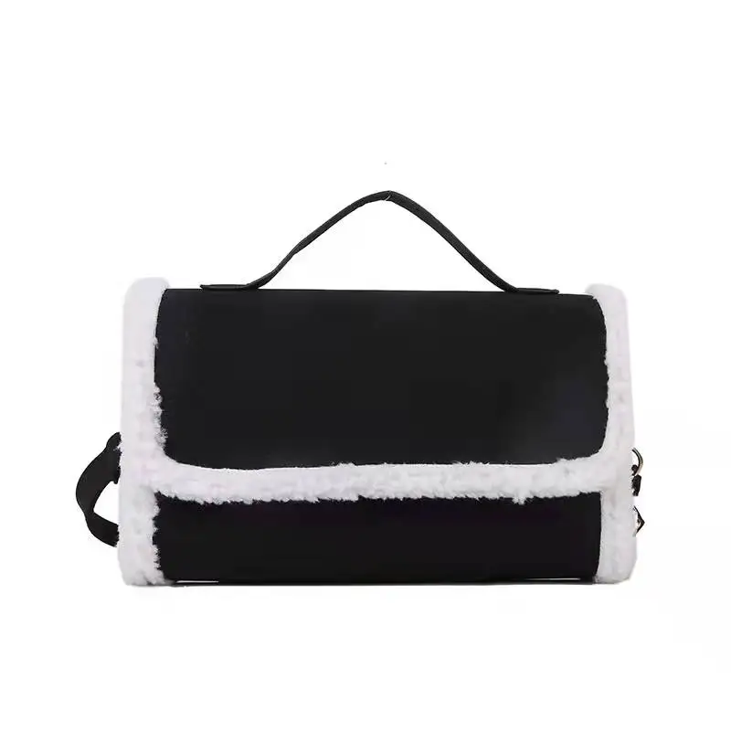 

Winter lamb smallwomen's bag 2021 new fashion atmosphere single shoulder small square leisure Plush messenger bag