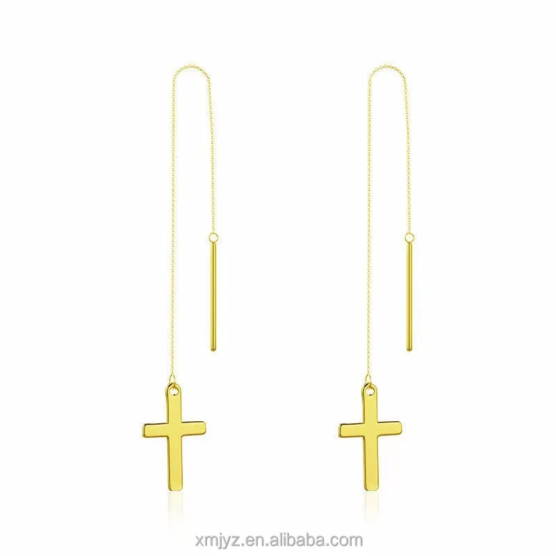 

Vietnam Sand Gold Cross Long Tassel Ear Line Temperament Welfare Fashion Popular Ear Buckle Jewelry Earrings Small Fresh